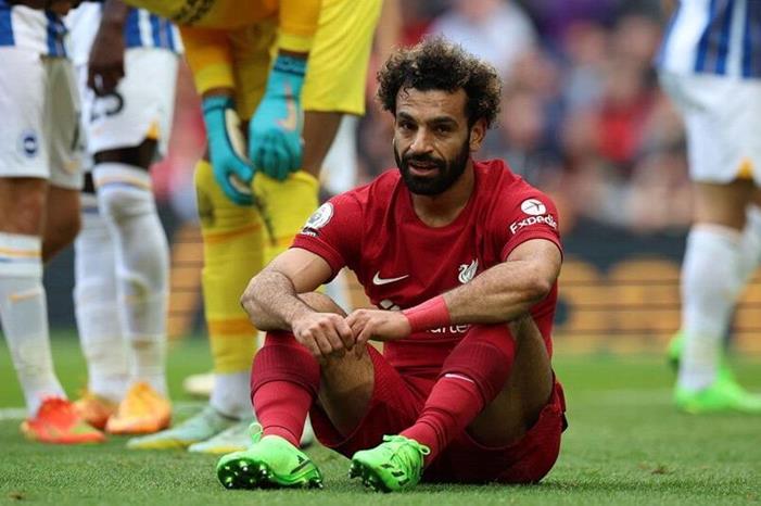 محمد صلاح يظهر حزينا بعد تعادل ليفربول مع برايتون salah