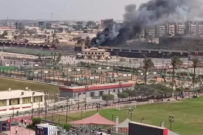 حريق في النادي الأهلي المصري fdsfdsf